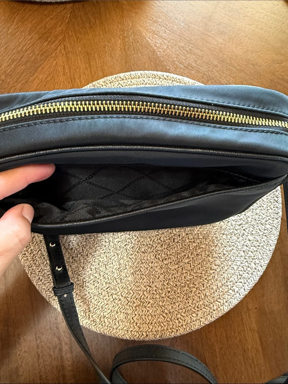 Michael Kors Nylon Black Crossbody Bag with Gold Accents